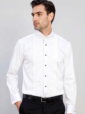 Extreme Cutaway White Tuxedo Shirt French Cuff