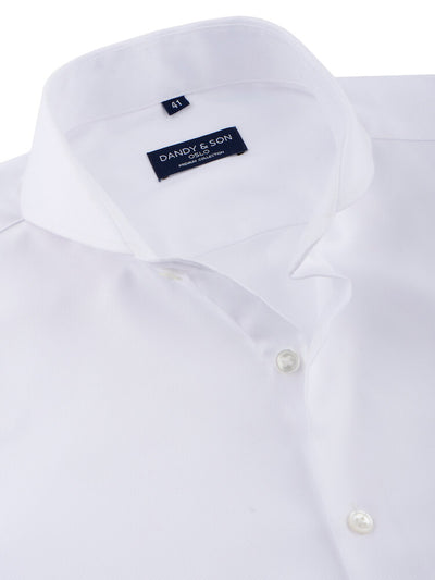 Extreme Cutaway White Premium Weave Shirt French Cuff - DANDY & SON